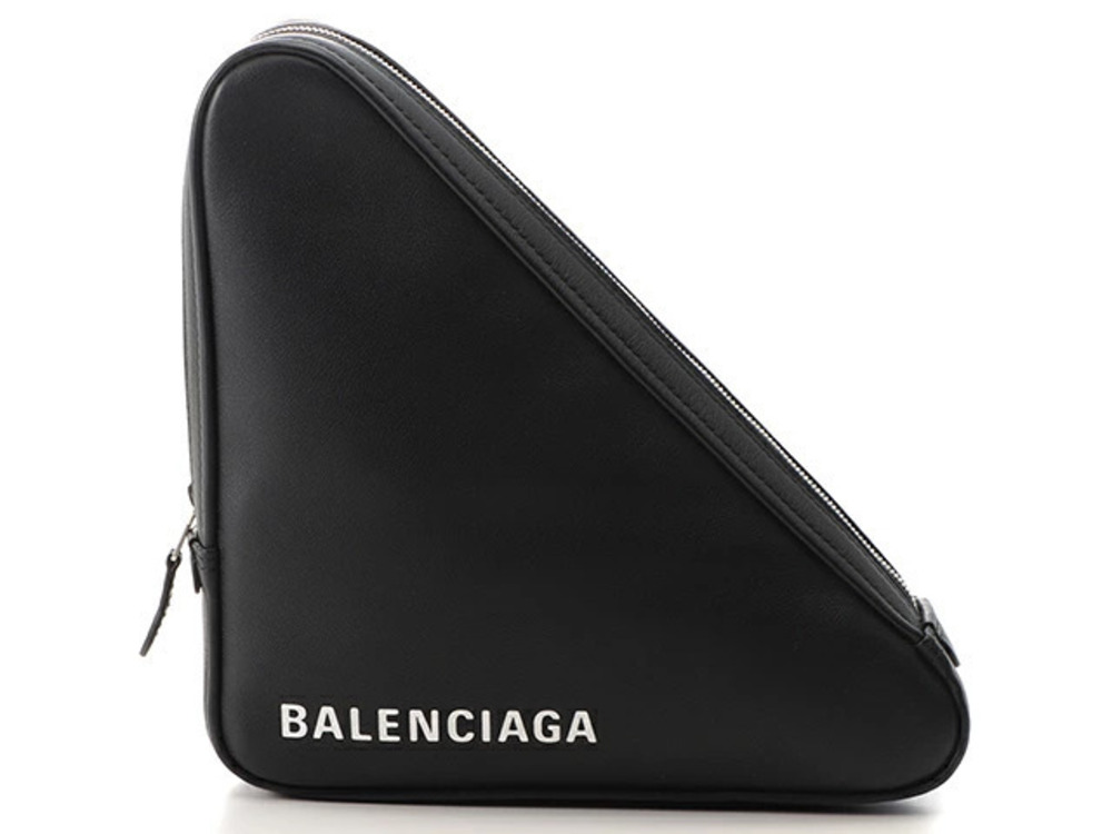 Balenciaga Triangle Clutch Bag Leather Black
